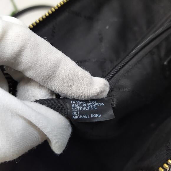 Michael Kors Jet Set Black Leather Double Handles Zipper Satchel Bag - Picture 11 of 16